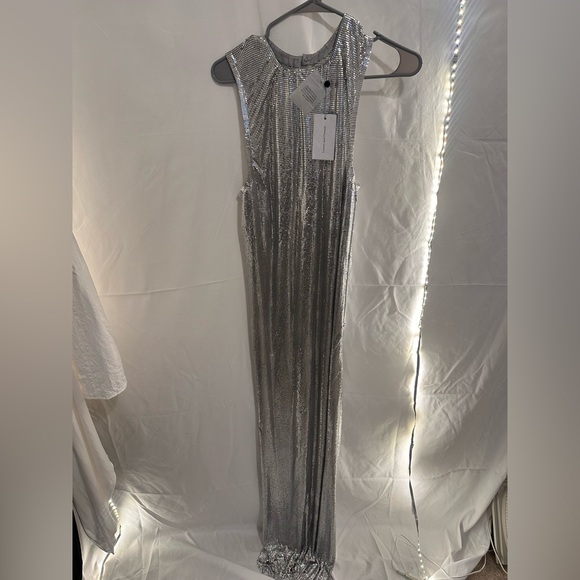 NWT Lovers & Friends X Anja Dujaković Oleema Maxi Dress Disco Silver chain y2k - Picture 8 of 9